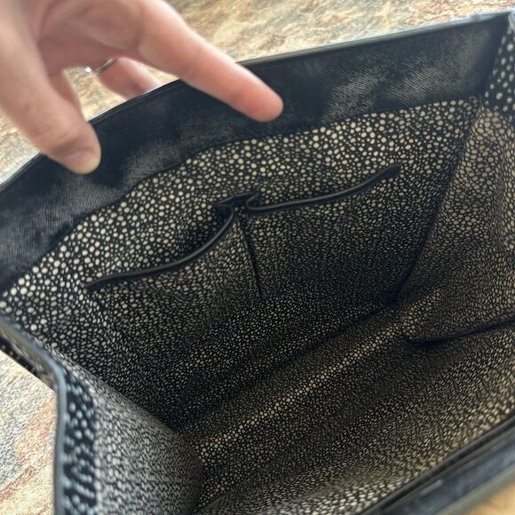 Loeffler Randall Jr Work Tote Embossed Python Nude Black Leather Handbag - Picture 11 of 11